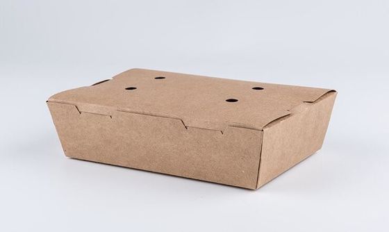 Scatola di pranzo eliminabile rettangolare di carta kraft, boxx del pollo del popcorn 1450ml