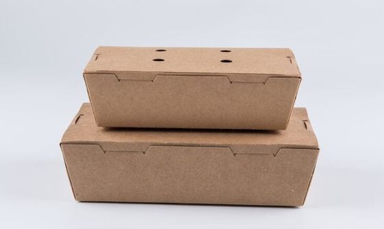 Scatola di pranzo eliminabile rettangolare di carta kraft, boxx del pollo del popcorn 1450ml
