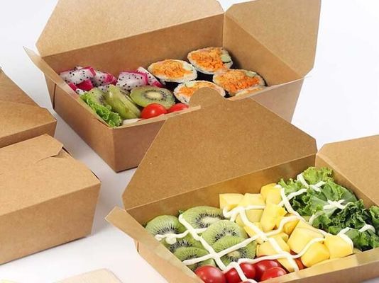 18PE Bento Salad Lunch Box, contenitore d'imballaggio di una volta di carta kraft