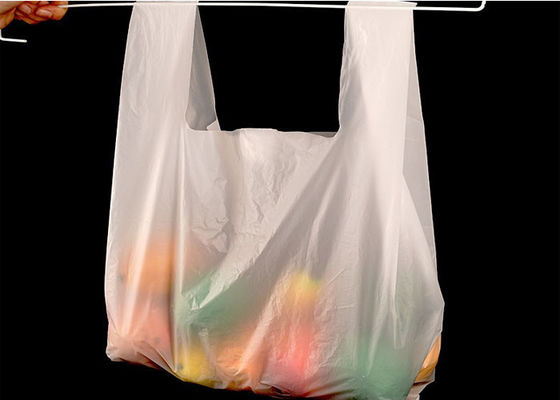 sacchetto di plastica eliminabile della maglietta di verdure biodegradabile bianca della frutta di 14x50cm