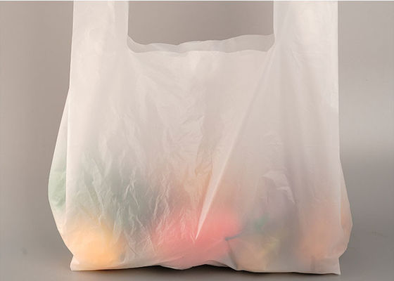 sacchetto di plastica eliminabile della maglietta di verdure biodegradabile bianca della frutta di 14x50cm