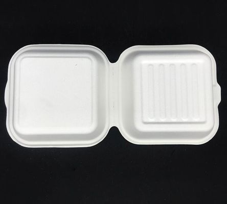La canna da zucchero biodegradabile spappola la scatola di pranzo dell'hamburger 450ml per porta via il contenitore di alimento