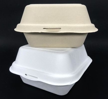 La canna da zucchero biodegradabile spappola la scatola di pranzo dell'hamburger 450ml per porta via il contenitore di alimento