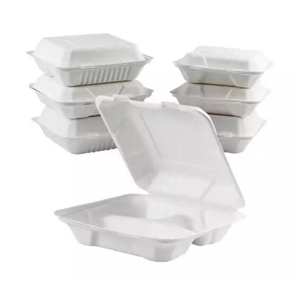 La scatola di pranzo eliminabile di rettangolo biodegradabile della canna da zucchero per porta via i contenitori di alimento