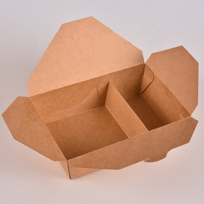 La carta kraft 2 scatola di pranzo di 3 compartimenti porta via il contenitore di alimento eliminabile