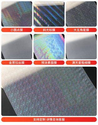 Film di laminazione trasparente olografico termico per scatole di cartone laminato