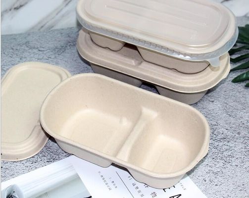 grano eliminabile Straw Paddle Degradable Lunch Box di singola e doppia griglia di 1000ml
