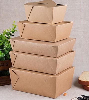 scatola di pranzo asportabile di carta kraft della pasta ecologica degli alimenti a rapida preparazione 2000ml