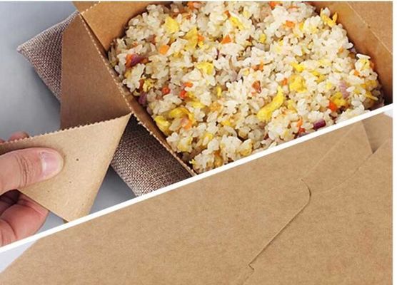 Alimenti a rapida preparazione gialli e scatola di pranzo asportabile di carta kraft di imballaggio per alimenti