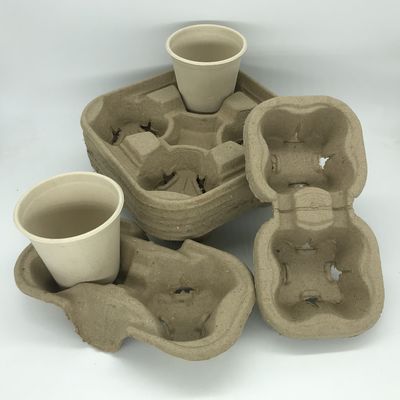 I trasportatori della tazza di carta di Tray Biodegradable Pulp 2&amp;4 della tazza di caffè per portano via il trasporto