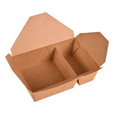 La carta kraft 2 scatola di pranzo di 3 compartimenti porta via il contenitore di alimento eliminabile